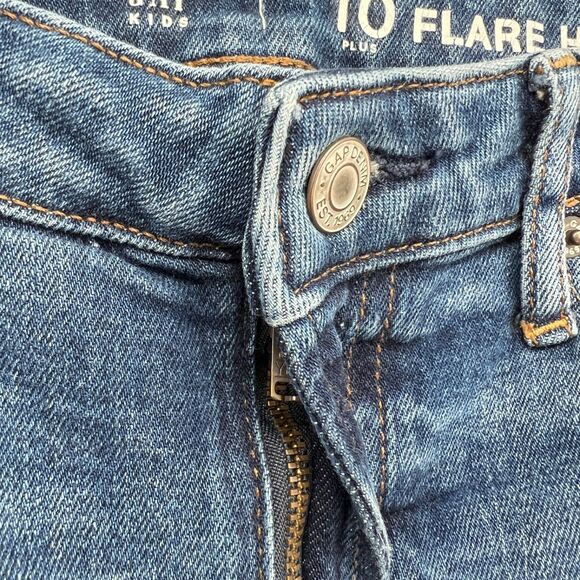 Gap Denim Jeans Size 10 Plus Kids 70s High Rise Flare Adjustable Waist - Picture 3 of 9